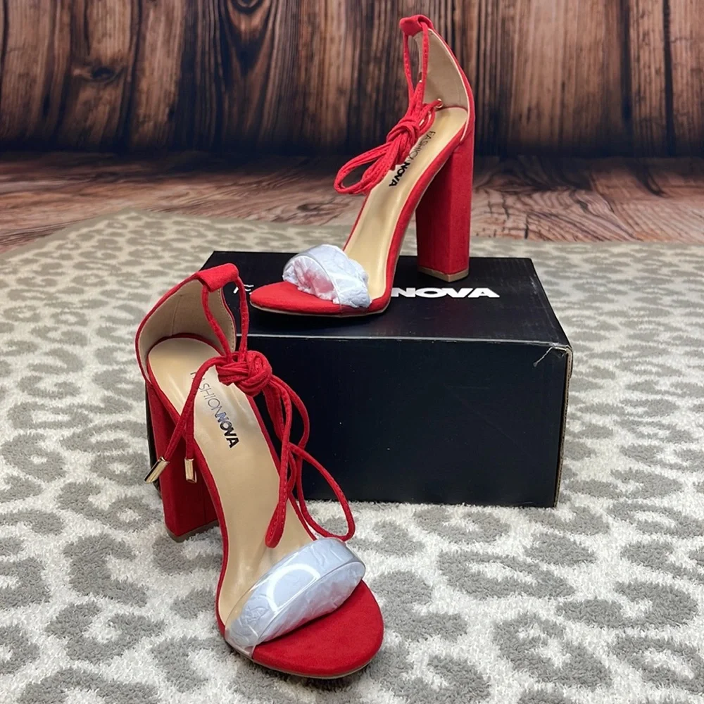 🤩H-P🤩Fashion Nova Lose It All Heel - Red🛍️ - Picture 5 of 11